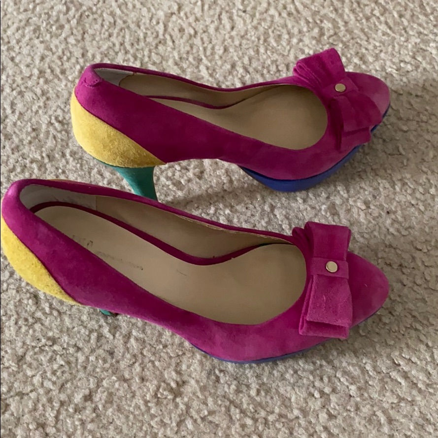Multi Colored Platform Pumps